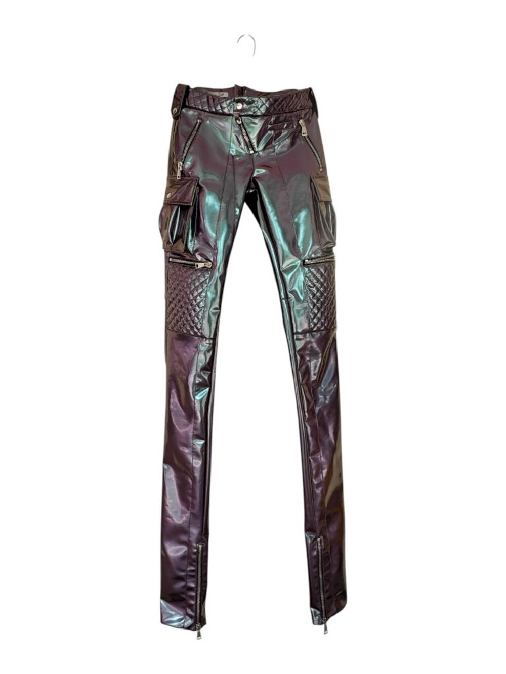 Laquan Smith Quilted Iridescent Vinyl Moto Pants - Size Xs - $2100 Retail. Nwt — image 3 of 8